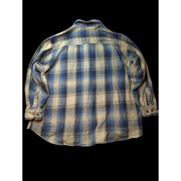 VTG 90s CE Schmidt Shirt Mens 2XL Blue Plaid Flannel Outdoor Barn Chore Shacket - Picture 7 of 7